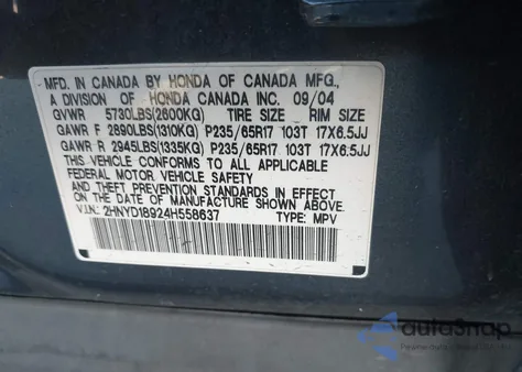 2004 Acura Mdx from USA, damaged, VIN 2HNYD18924H558637